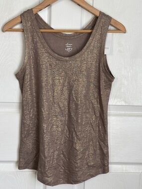 NEW NWT Linen Tank LOFT Gold metallic tank top Size XS Layering Party Dressy